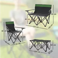 Outsunny Four-Piece Portable Picnic Table Set - Green - 3