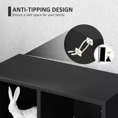 HOMCOM 2-Tier Bookshelf with 5 Compartments - Black - 6