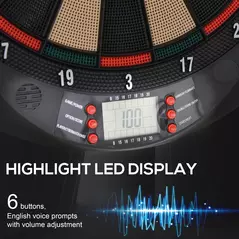 HOMCOM LCD Electronic Dartboard Set Features 26 Games w/ 185 Variations and Include 6 Darts Multi-Game Option Ready-to-Play - 4
