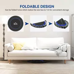HOMCOM 48" Foldable Mini Fitness Trampoline, with Adjustable Foam Handle, Blue - 5