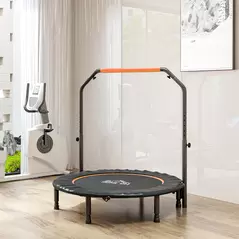 HOMCOM 45" Foldable Mini Fitness Trampoline, with Adjustable Foam Handle, Orange - 8