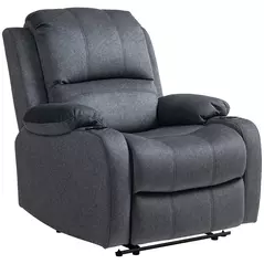 HOMCOM Microfibre Manual Reclining Armchair, with Footrest - Black - 1