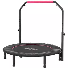 HOMCOM 48" Foldable Mini Fitness Trampoline, with Adjustable Foam Handle, Pink - 1