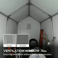 Outsunny 3.6 x 2.1m Portable Outdoor Shed, with Window - Dark Grey - 7