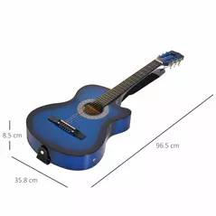 HOMCOM 38 Inch Full Size Acoustic Electric Guitar, Classical Beginner Junior Adult Guitar Gloss Finish with Carrying Case, Strap, Picks, Spare Strings - Blue - 3
