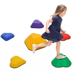 AIYAPLAY 6-Piece Heart-Shaped Kids Balance Stepping Stones and Motor Skills, Multicoloured - 1