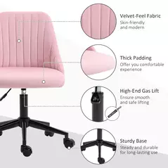 Vinsetto Velvet-Feel Armless Office Chair - Pink - 7