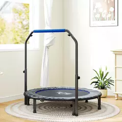 HOMCOM 48" Foldable Mini Fitness Trampoline, with Adjustable Foam Handle, Blue - 8