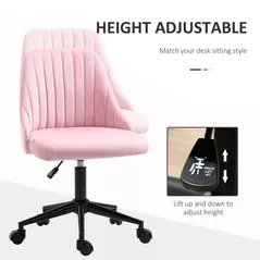 Vinsetto Velvet-Feel Armless Office Chair - Pink - 4
