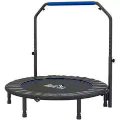 HOMCOM 48" Foldable Mini Fitness Trampoline, with Adjustable Foam Handle, Blue - 1