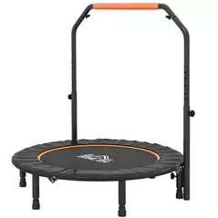 HOMCOM 45" Foldable Mini Fitness Trampoline, with Adjustable Foam Handle, Orange - 1