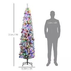 HOMCOM 7ft Snowy Artificial Christmas Tree, with Lights, Decorations and Pine Cones - 3
