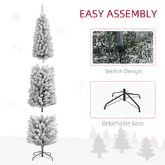 HOMCOM 7ft Snowy Artificial Christmas Tree, with Lights, Decorations and Pine Cones - 7