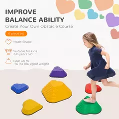 AIYAPLAY 6-Piece Heart-Shaped Kids Balance Stepping Stones and Motor Skills, Multicoloured - 4