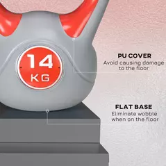 SPORTNOW Kettlebell, 14kg Kettle Bells with Handle for Home Gym Weight Lifting and Strength Training, Red and Grey - 6