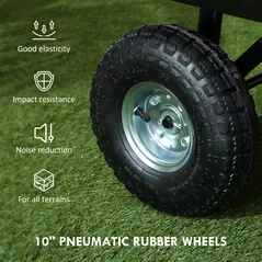 Outsunny 114L Steel Frame Garden Cart Trolley - Blue - 6