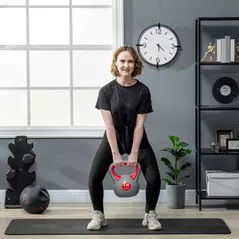 SPORTNOW Kettlebell, 14kg Kettle Bells with Handle for Home Gym Weight Lifting and Strength Training, Red and Grey - 2