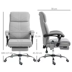 Vinsetto Faux Leather Massage Office Chair - Light Grey - 3