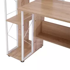 HOMCOM Computer Desk with Drawers and Bookshelf, Writing Desk for Home Office with Storage Shelves, Study Workstation, Oak - 9