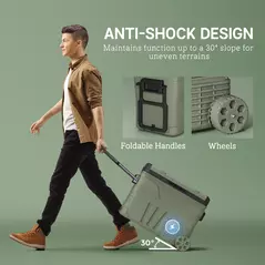 Outsunny 45L Two Compartment Car Fridge Cooler - Green - 8