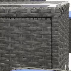 Outsunny 5 Pieces PE Rattan Garden Furniture Set, Wicker Outdoor Sofa Set w/ 2 Armchairs 2 Stools Glass Top Table Cushions, Blue - 9