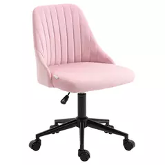 Vinsetto Velvet-Feel Armless Office Chair - Pink - 1