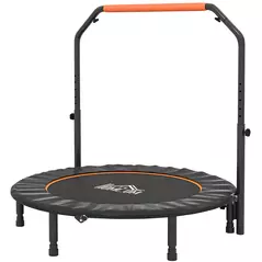 HOMCOM 48" Foldable Mini Fitness Trampoline, with Adjustable Foam Handle, Orange - 1