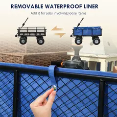 Outsunny 114L Steel Frame Garden Cart Trolley - Blue - 4