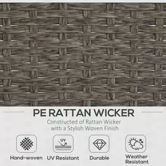 Outsunny 5 Pieces PE Rattan Garden Furniture Set, Wicker Outdoor Sofa Set w/ 2 Armchairs 2 Stools Glass Top Table Cushions, Blue - 4