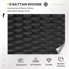 Outsunny 8 Piece Rattan Corner Sofa Set with Wide & Deep Seat, Assembled Aluminium PE Rattan Garden Furniture Set with Thick Cushions and Glass Top Table for Outdoor, Conservatory, Black - 4