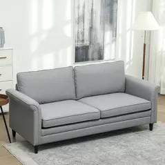 HOMCOM 3 Seater Sofa, Modern Fabric Sofa Couch with Spring Cushion, Rubber Wood Legs, 191cm Upholstered Settee for Living Room, Bedroom, Home Office, Guest Room, Grey - 2