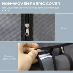 HOMCOM Rail and Six Shelf Fabric Wardrobe - Dark Grey - 5