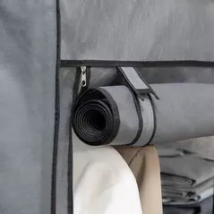 HOMCOM Rail and Six Shelf Fabric Wardrobe - Dark Grey - 7