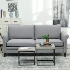 HOMCOM 3 Seater Sofa, Modern Fabric Sofa Couch with Spring Cushion, Rubber Wood Legs, 191cm Upholstered Settee for Living Room, Bedroom, Home Office, Guest Room, Grey - 8