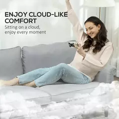 HOMCOM 3 Seater Sofa, Modern Fabric Sofa Couch with Spring Cushion, Rubber Wood Legs, 191cm Upholstered Settee for Living Room, Bedroom, Home Office, Guest Room, Grey - 4