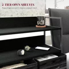 HOMCOM Rustic Chest of Five Fabric Drawers - Black - 5