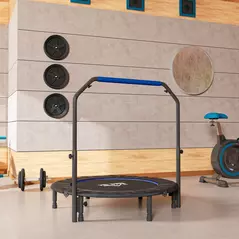 HOMCOM 48" Foldable Mini Fitness Trampoline, with Adjustable Foam Handle, Blue - 9