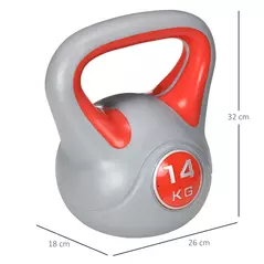 SPORTNOW Kettlebell, 14kg Kettle Bells with Handle for Home Gym Weight Lifting and Strength Training, Red and Grey - 3