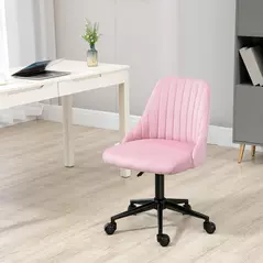 Vinsetto Velvet-Feel Armless Office Chair - Pink - 2