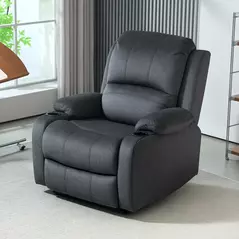 HOMCOM Microfibre Manual Reclining Armchair, with Footrest - Black - 7