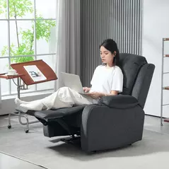 HOMCOM Microfibre Manual Reclining Armchair, with Footrest - Black - 2