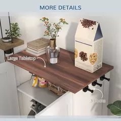 PawHut Pet Feeding Station with Raised Dog Bowls, Adjustable Panel, Hooks, White - 7