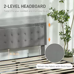 HOMCOM Double Size Ottoman Bed Frame 140W x 193.5D x 95Hcm with Front Drawer - Grey - 5