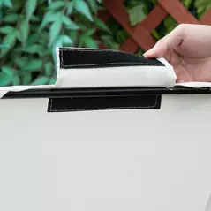 Outsunny 2 Piece Foldable Reclining Garden Chair with Headrest, Zero Gravity Deck Sun Lounger Seat Chair with Footrest, Armrest, Cup Holder & Canopy Shade, White - 9