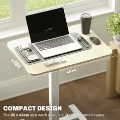 Vinsetto 68-108cm Height Adjustable Work Desk - Wood-Effect/White - 6