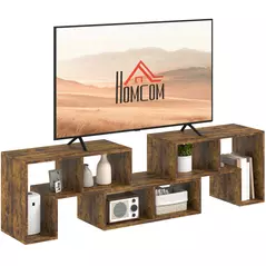 HOMCOM Three-Block Modular TV Stand - Rustic Brown - 1