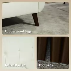 HOMCOM Two-Seater Linen-Look Sofa - Cream - 6