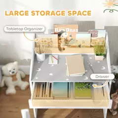 AIYAPLAY Children Study Table and Chair, Kids Desk and Chair Set with Storage, Pull-Out Drawer, for Ages 3-6 Years, Grey - 5