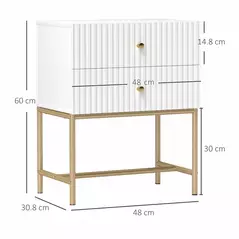 HOMCOM Elegant Two-Drawer Bedside Table - White - 3