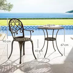 Outsunny Three-Piece Elegant Aluminium Garden Set - Bronze Tone - 3
